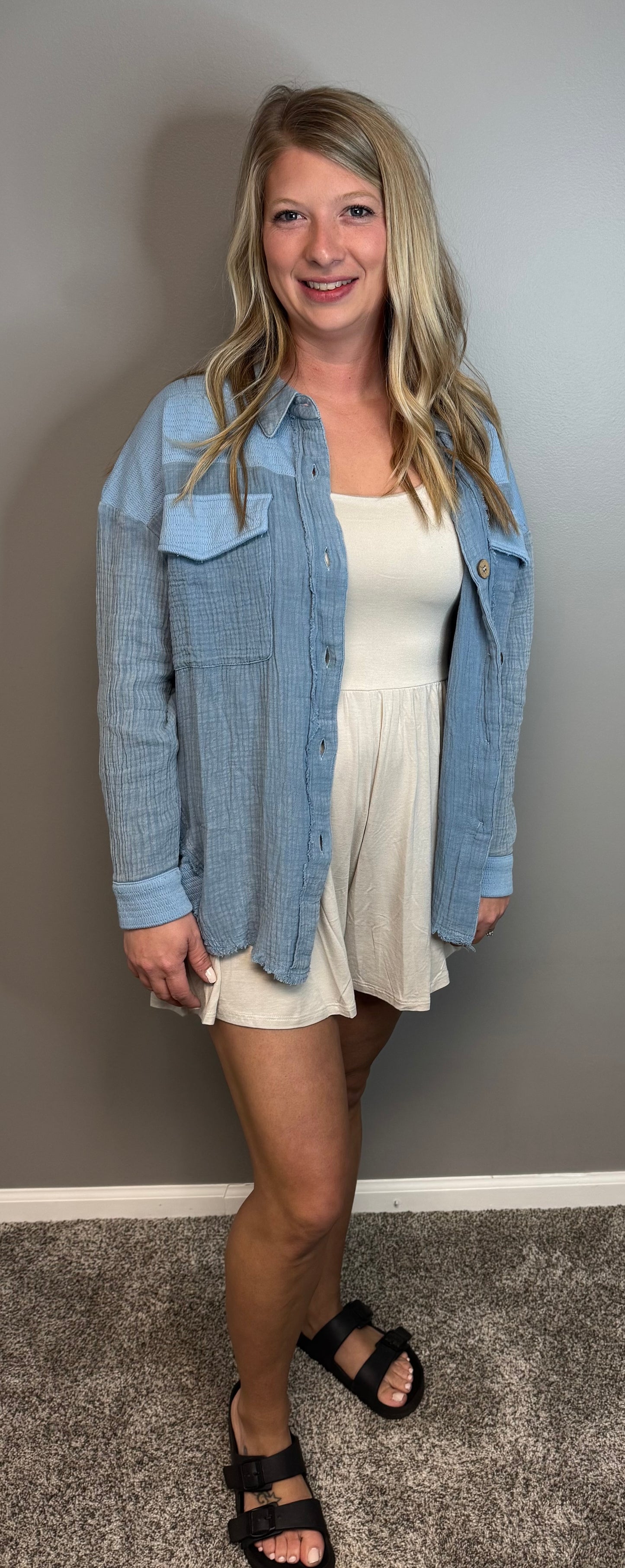 The gauze button down