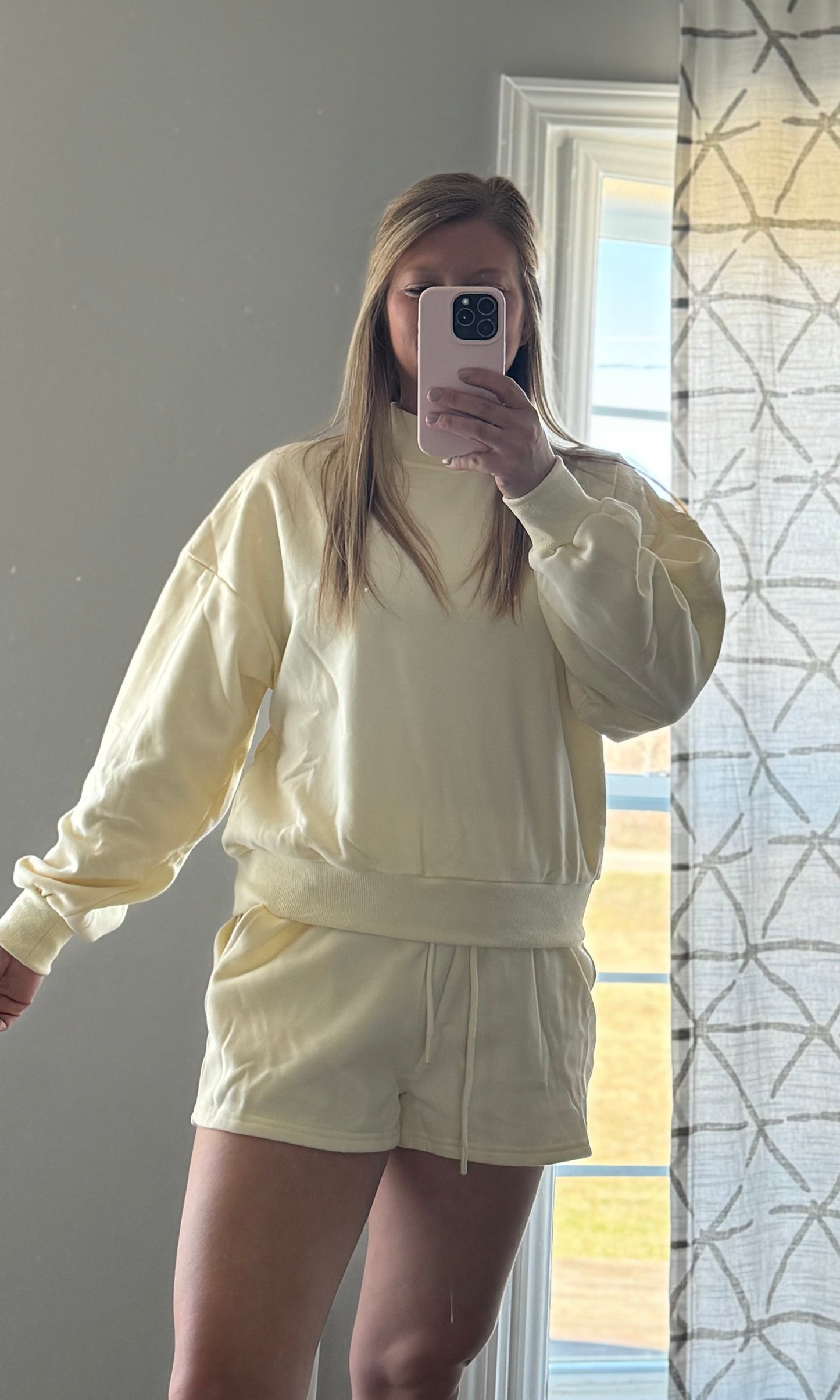Pale yellow Mockneck lounge set