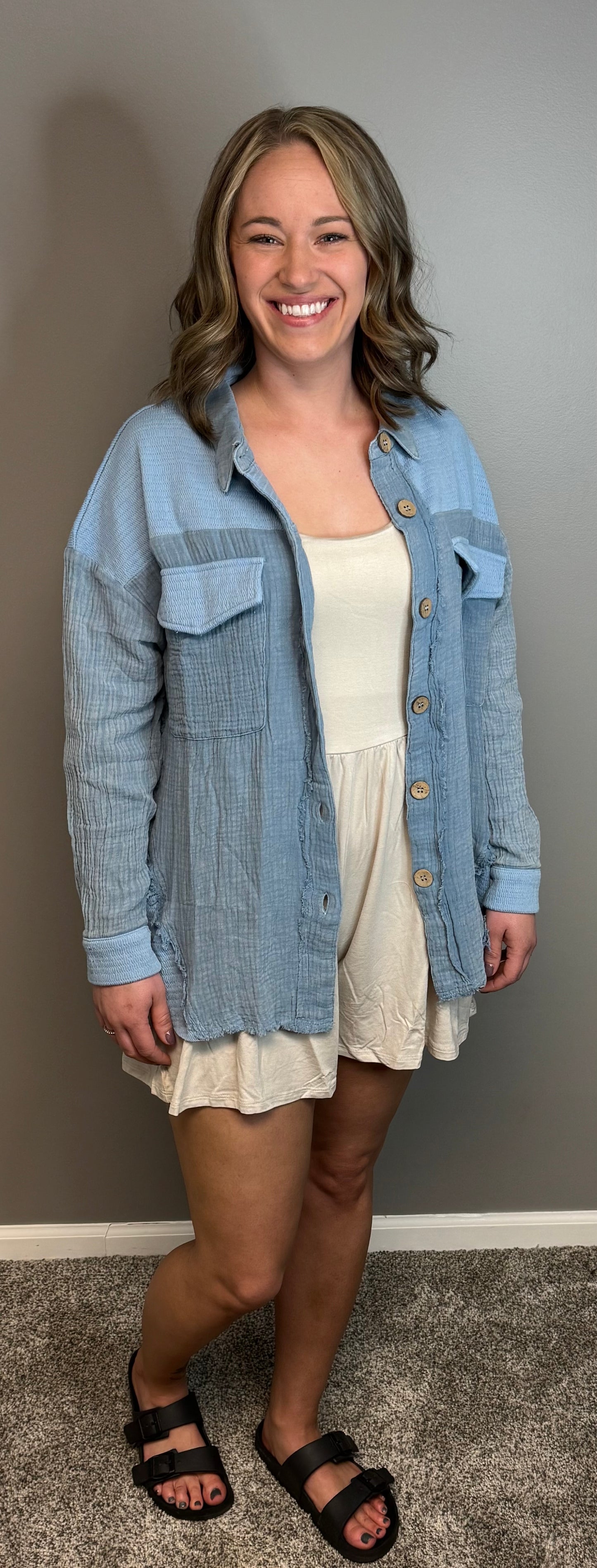 The gauze button down