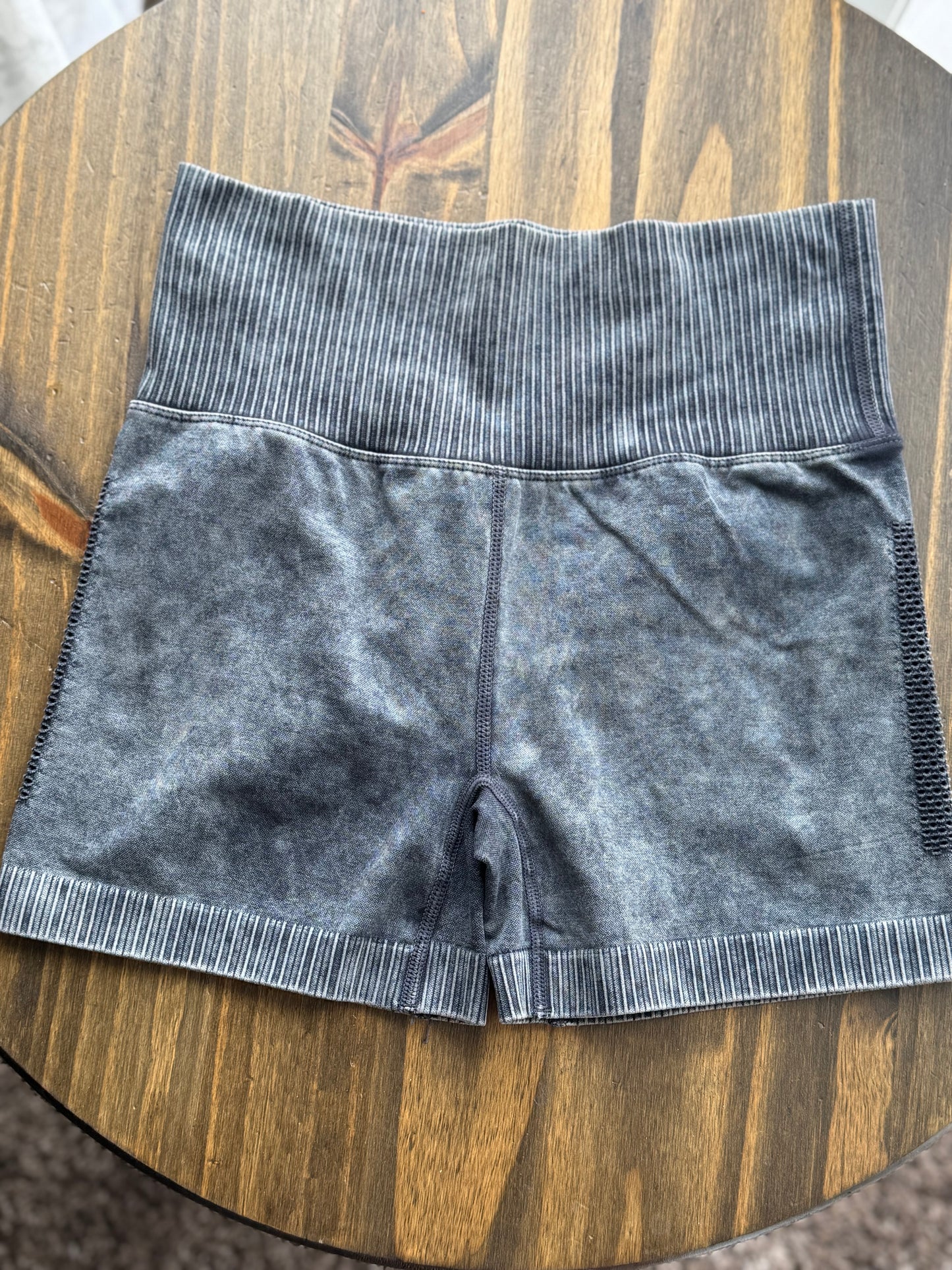 Washed biker shorts