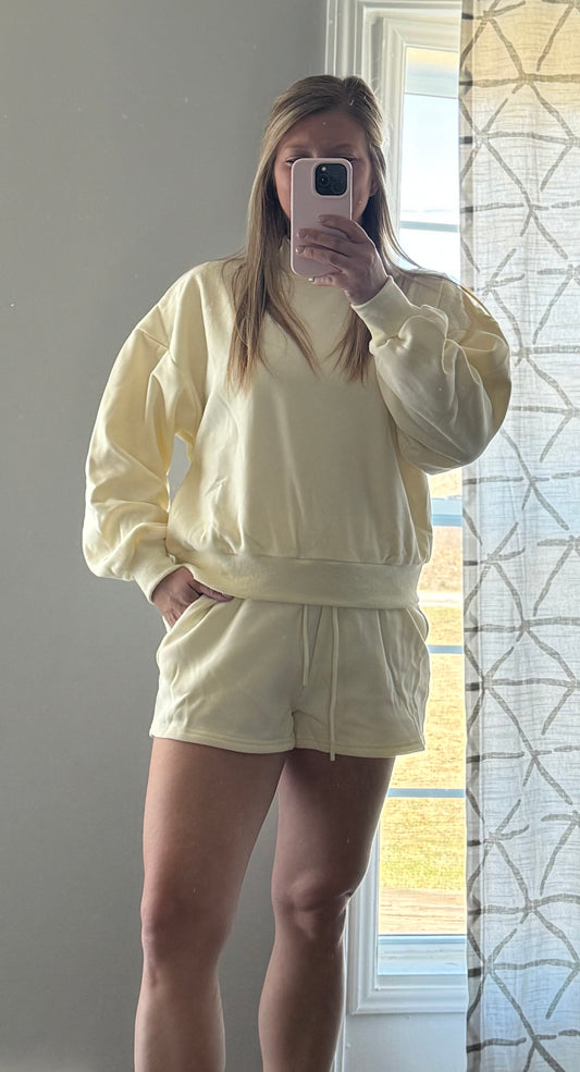 Pale yellow Mockneck lounge set