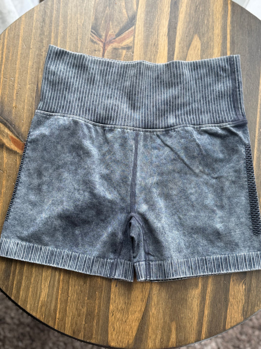 Washed biker shorts